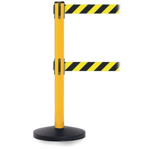 Retractable twin belt barrier system