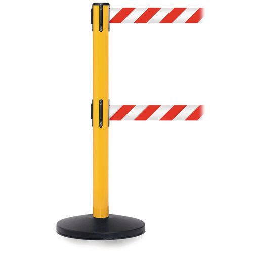 Retractable twin belt barrier system
