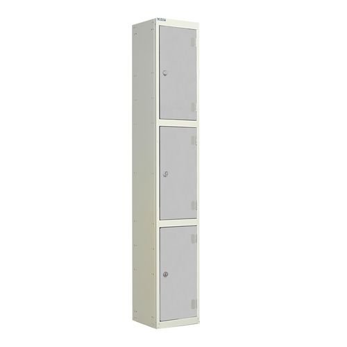 Laminate Door Lockers Light Grey Door  - Wet Area 1800.300.300 - 3 Compartment
