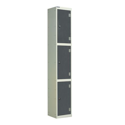 Laminate Door Lockers Dark Grey Door  - Wet Area 1800.300.300 - 3 Compartment