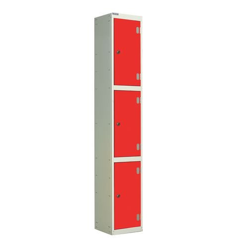 Laminate Door Lockers Red Door  - Wet Area 1800.300.300 - 3 Compartment