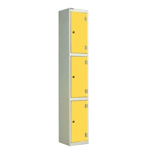 Laminate Door Lockers Yellow Door  - Wet Area 1800.300.300 - 3 Compartment