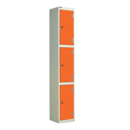 Laminate Door Lockers Orange Door  - Wet Area 1800.300.300 - 3 Compartment