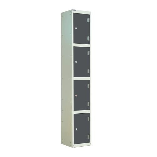 Laminate Door Lockers Dark Grey Door  - Wet Area 1800.300.300 - 4 Compartment