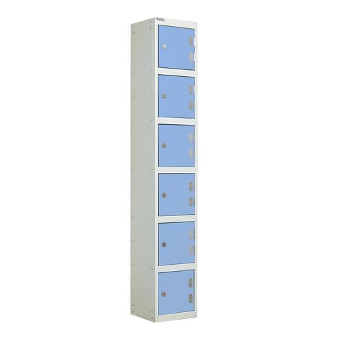 Laminate Door Lockers Light Blue Door  - Wet Area 1800.300.300 - 6 Compartment