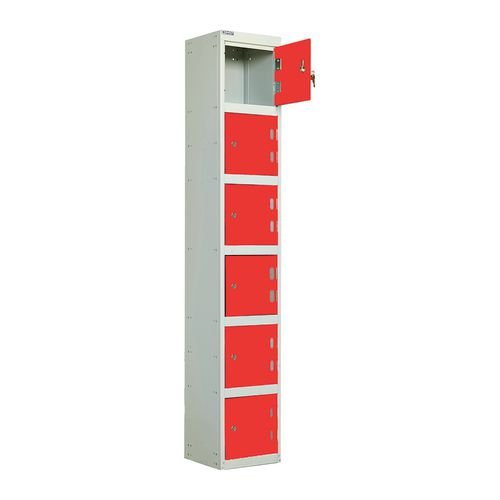 Laminate Door Lockers Red Door  - Wet Area 1800.300.300 - 6 Compartment