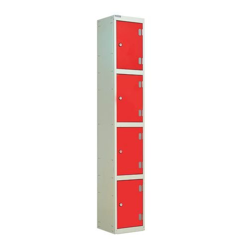 Laminate Door Lockers Red Door  - Wet Area 1800.300.450 - 4 Compartment