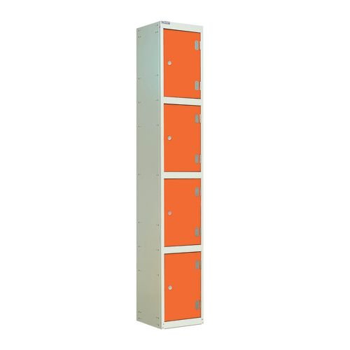 Laminate Door Lockers Orange Door  - Wet Area 1800.300.450 - 4 Compartment