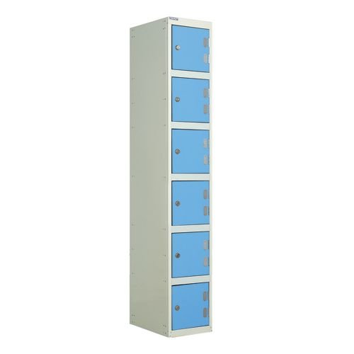 Laminate Door Lockers Light Blue Door  - Wet Area 1800.300.450 - 6 Compartment