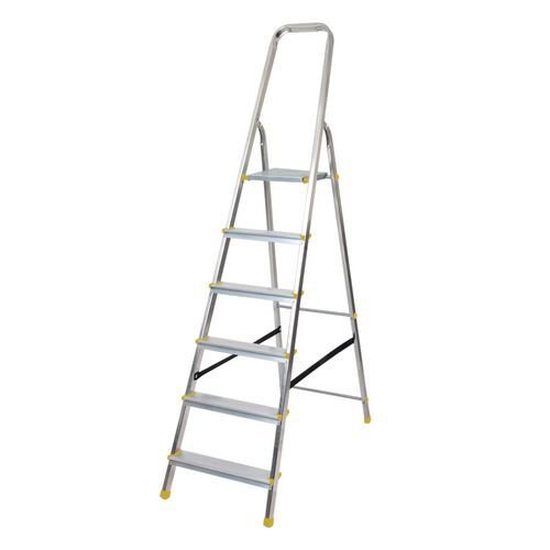 47634SL | Capacity kg: 150. Closed Height m: 1.91. Closed Height mm: 1910. Finish: Aluminium. Frame Material: Aluminium. Guardrail Height cm: 60. Height to Platform m: 1.19. Material: Aluminium. Max. Working Height m: 3.2. No. of Treads Inc. Platform: 6. No. of Treads inc. Top: 6. No. of Treads: 6. Overall Closed Height m: 1.91. Overall Height m: 1.8. Platform Depth mm: 250. Platform Height m: 1.19. Platform Height m: 1.2. Platform Height mm: 1190. Platform Height mm: 1200. Platform Material: Aluminium. Platform Open Height m: 1.19. Platform Width mm: 250. Steps Distance cm: 25. Tread Depth mm: 80. Tread Material: Aluminium. Tread Type: Serated. Type: Step ladder trade. Weight kg: 5.1. Width mm: 800.