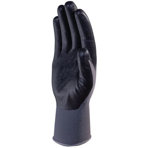 Nitrile foam knitted polyester gloves.