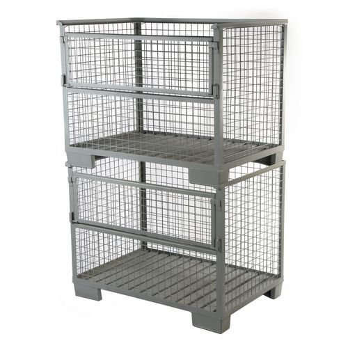Steel pallet cages with half drop gate
