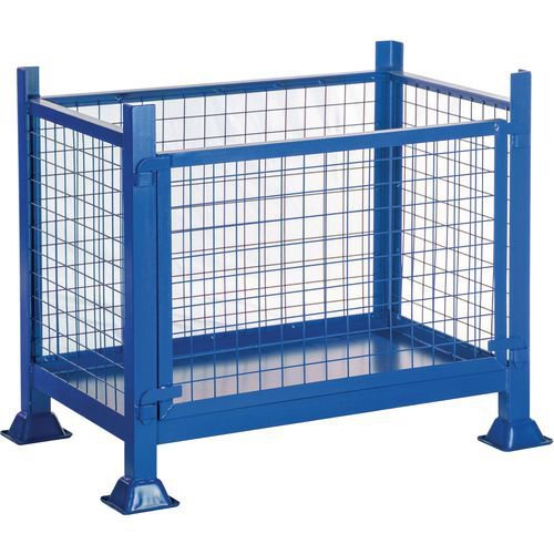 Steel box pallet with detachable panel, 500kg capacity