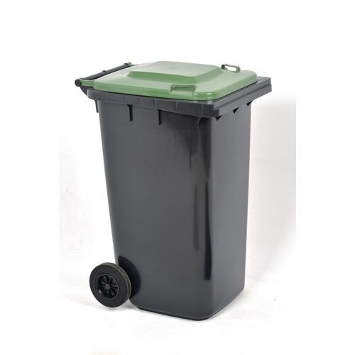 Recycling wheelie bins with grey body and choice of 4 coloured lids