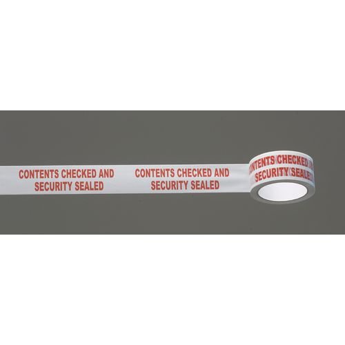 Polypropylene message tape - Contents checked and security sealed, 6 roll