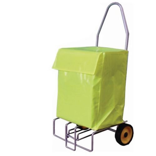 Folding mail distribution trolley with high visibility PVC bag