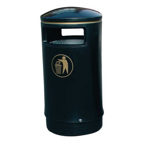 Outdoor hooded top Victorian style bin with stainless steel stubber plate