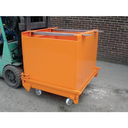 Mobile bottom emptying forklift skips