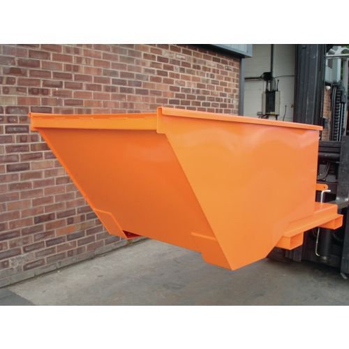 Low level forklift tipping skip - 0.7m³ capacity, auto-tipping