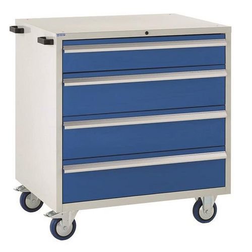 Mobile Euroslide 4 Drawer 1X150mm, 3X200mm - Blue