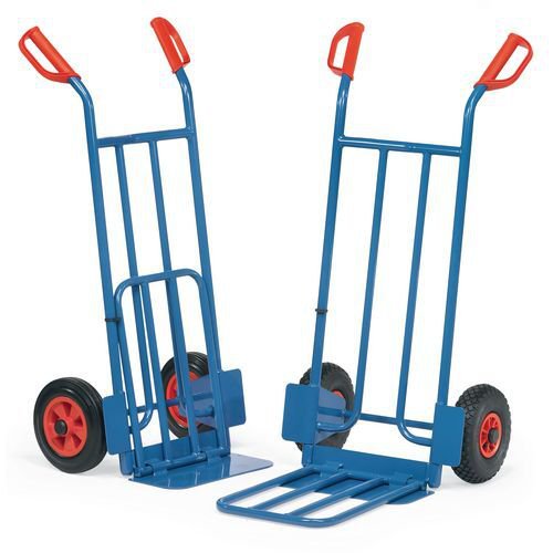 Fetra steel sack trucks with fixed and folding toe plates