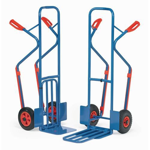 Fetra tubular steel sack truck with stair glides, fixed & folding toe plates