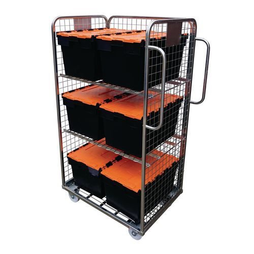Order picking and stock trolley, 3-sided