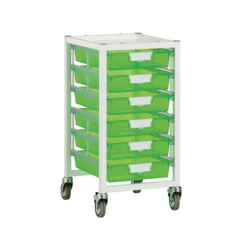 Premium white racks with transparent trays - Low level A4 mobile racks