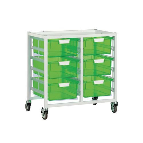 Premium white racks with transparent trays - Low level A4 mobile racks