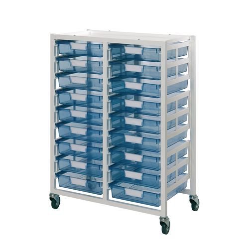 Premium white racks with transparent trays - Mid height mobile A4 racks