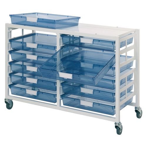 Premium white racks with transparent trays - Mobile A3 racks