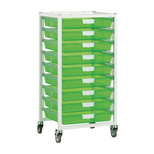 Premium white racks with transparent trays - Mobile A3 racks