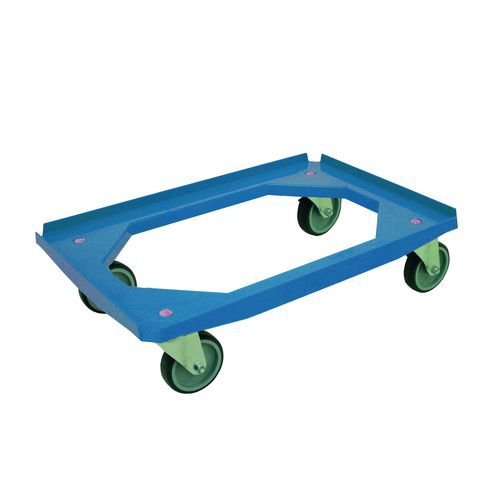ABS plastic dolly for euro containers, 200kg capacity - blue
