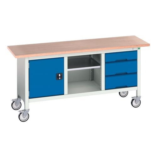 Verso Mobile Storage Bench 1750mm  Long With 3 Drawers, 1 Cupboard & Open Section