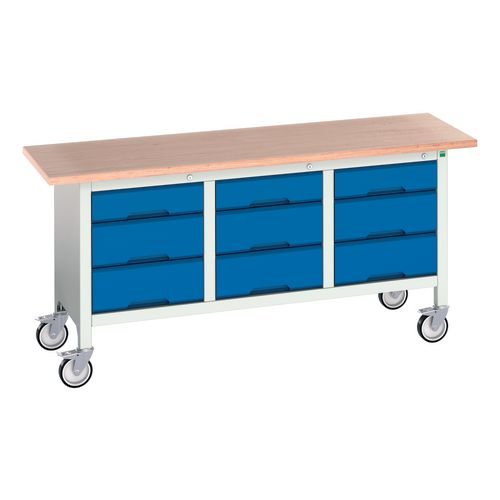 Verso Mobile Storage  Bench 1750mm Long With 9 Drawers