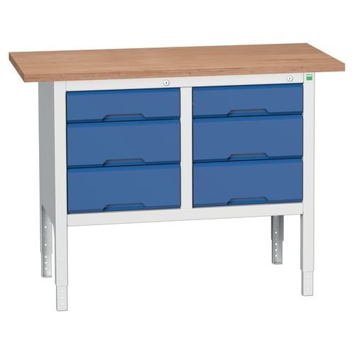 Verso Static Storage Bench 1250mm Long With 6 Drawers