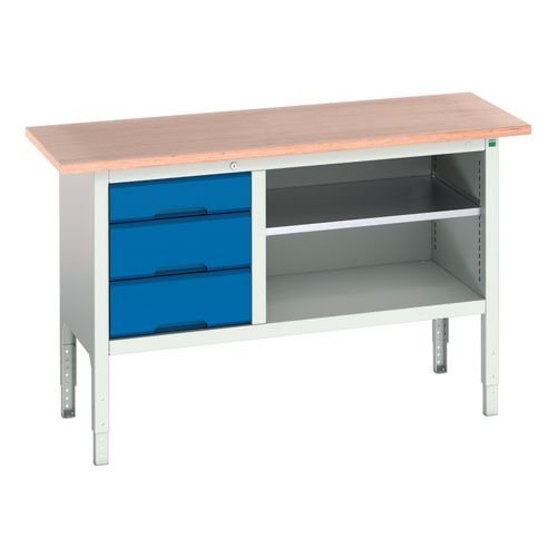 Verso Static Storage Bench 1500mm Long With 3 Drawers & Open Section