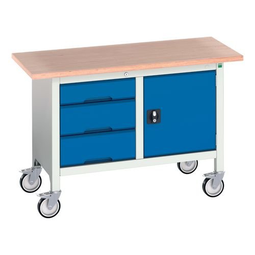 Verso Mobile Storage Bench  1250mm Long With 3 Drawers & 1 Cupboead