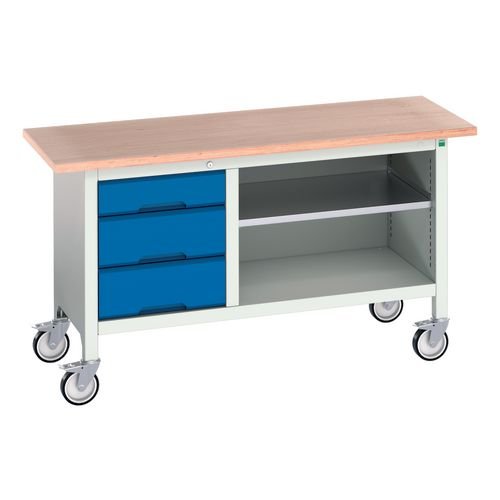 Verso Mobile Storage Bench  1500mm Long With 3 Drawers & Open Section