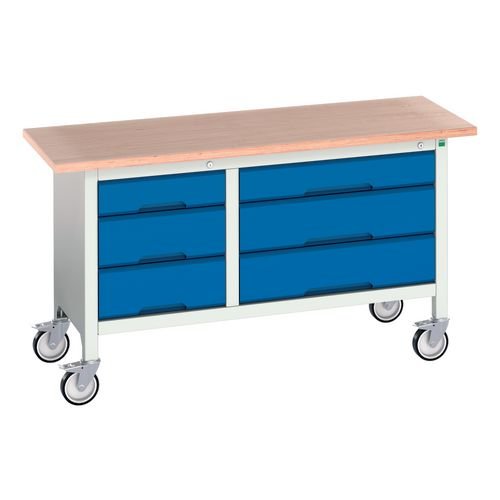 Verso Mobile  Storage Bench 1500mm Long With 6 Drawers