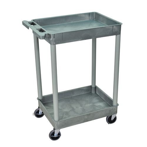 Heavy duty three tier plastic trolley - black