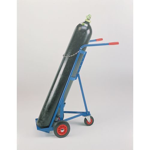 Adjustable support trolleys for tall cylinders (hospital use)