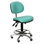 High Fully Ergonomic Industrialupholstered Chair, Vinyl Sea Green