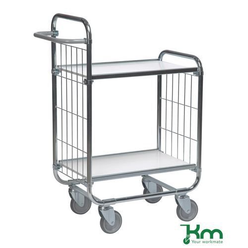 Konga order picking trolleys with adjustable shelves and mesh ends