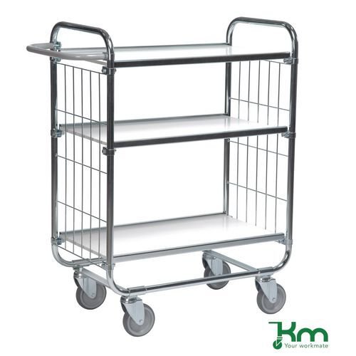 Konga order picking trolleys with adjustable shelves and mesh ends