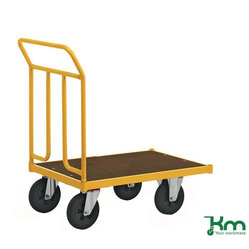 Konga heavy duty platform truck - 700mm platform, braked rubber tyres