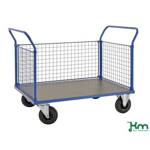 Konga heavy duty platform truck with mesh sides, braked