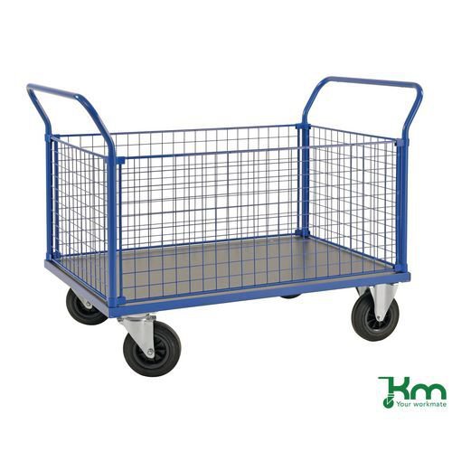 Konga heavy duty platform truck with mesh sides, braked