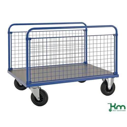 Konga heavy duty platform truck with mesh sides, braked