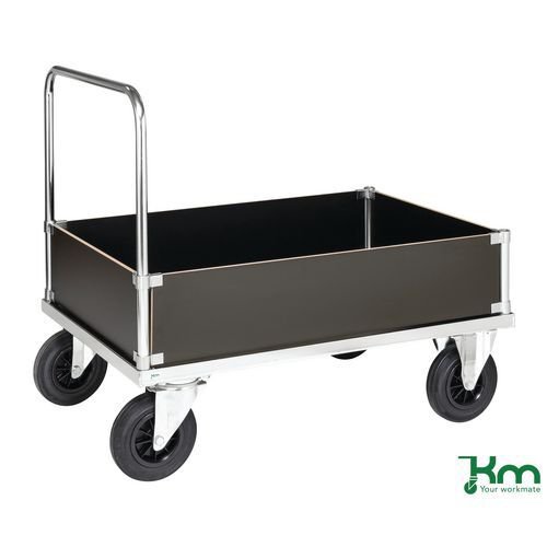 Konga heavy duty zinc plated low box platform truck, braked